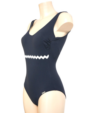 WASSERSTOFF 43 421 Badeanzug Chevron verschiedene Farbvarianten (80% Polyamid, 20% Elasthan) 42/XL / darkblue