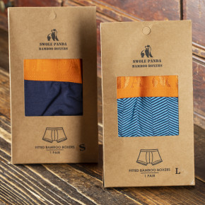 Swole Panda Blue Chevron Bamboo Boxers (95% Bamboo-Viskose, 5% Elasthan) S